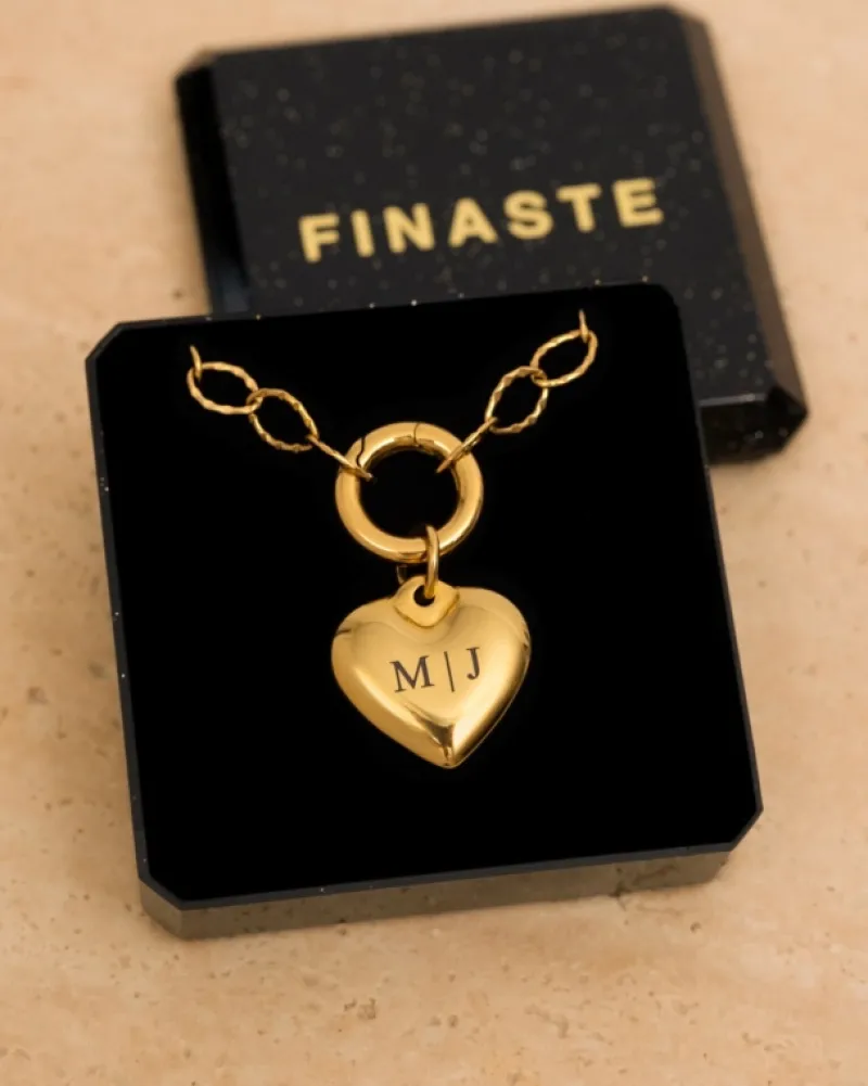 Finaste Schakelketting graveerbaar hartje goudkleurig Clearance