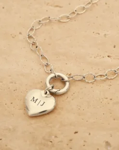 Finaste Schakelketting graveerbaar hartje Sale