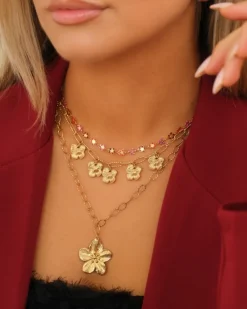 Finaste Schakelketting met bloemetjes goudkleurig Discount