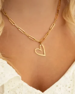 Finaste Schakelketting met hartje goudkleurig Hot