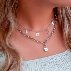 Finaste Schakelketting met Slotje Graveren Sale