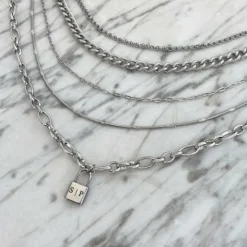 Finaste Schakelketting met Slotje Graveren Sale