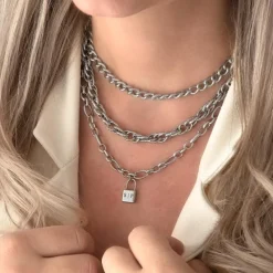 Finaste Schakelketting met Slotje Graveren Sale