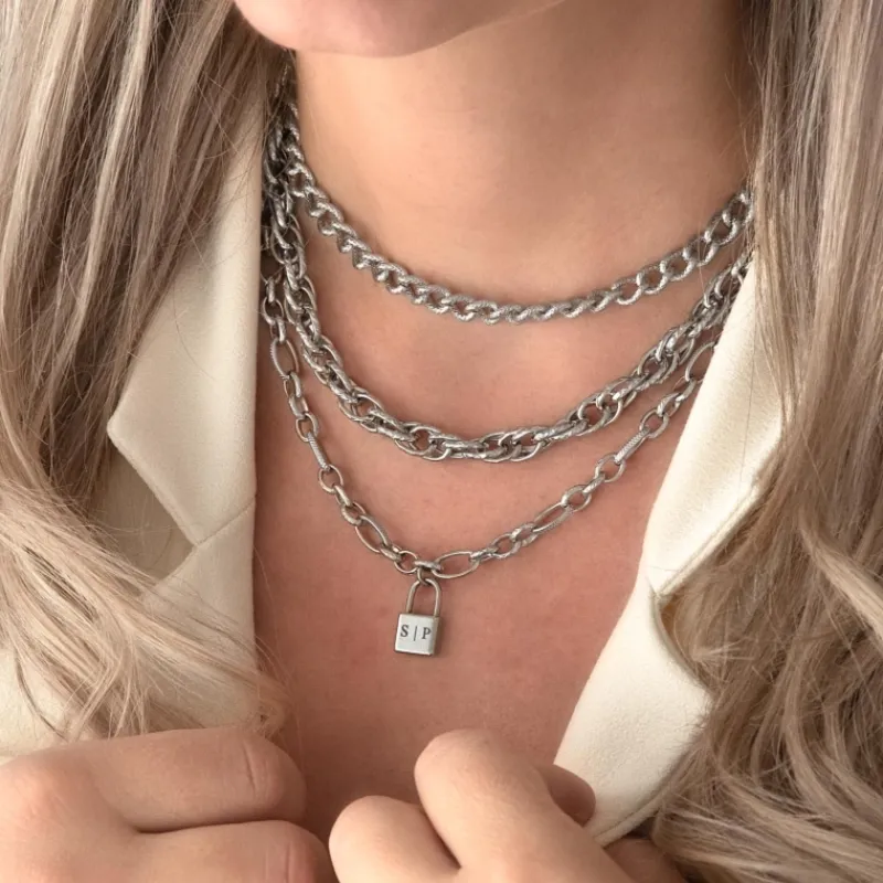 Finaste Schakelketting met Slotje Graveren Sale