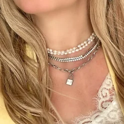 Finaste Schakelketting met Slotje Graveren Sale