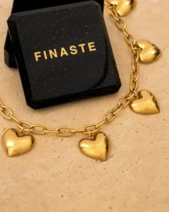 Finaste Schakelketting statement hearts goudkleurig Online