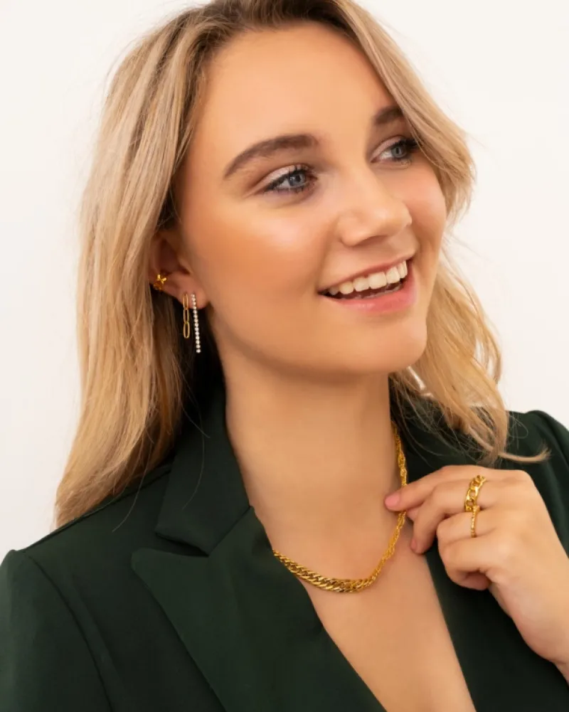 Finaste Shiny tennis earrings goudkleurig Clearance