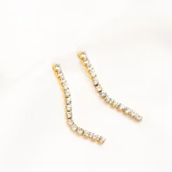 Finaste Shiny tennis earrings goudkleurig Clearance