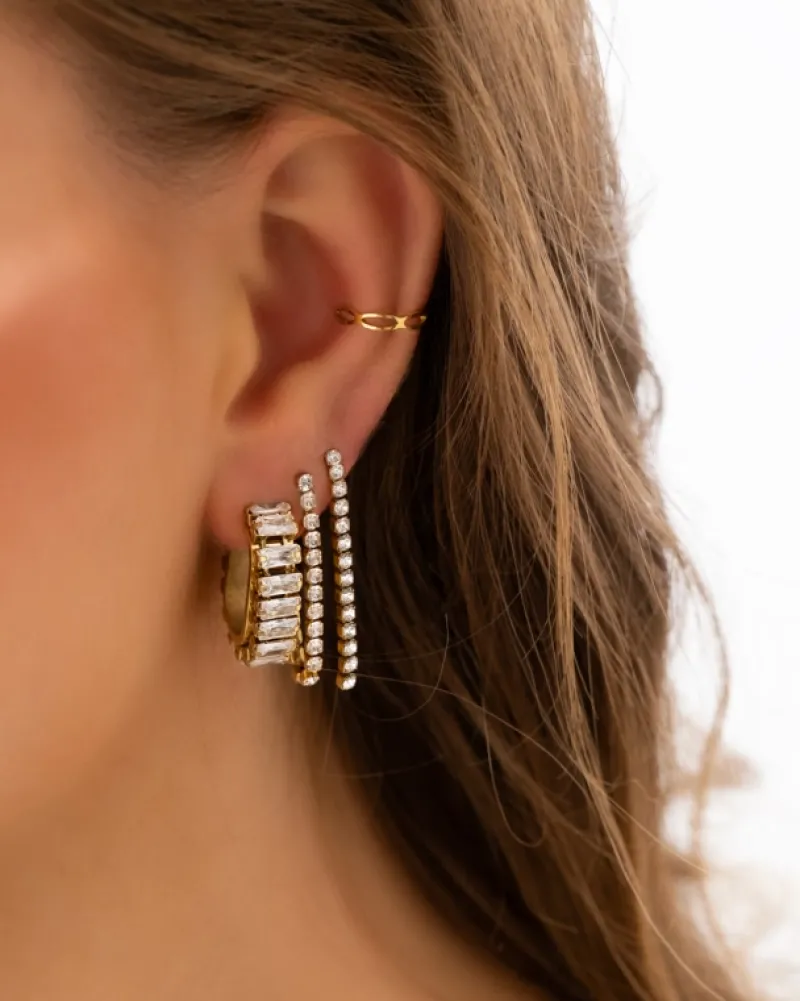 Finaste Shiny tennis earrings goudkleurig Clearance