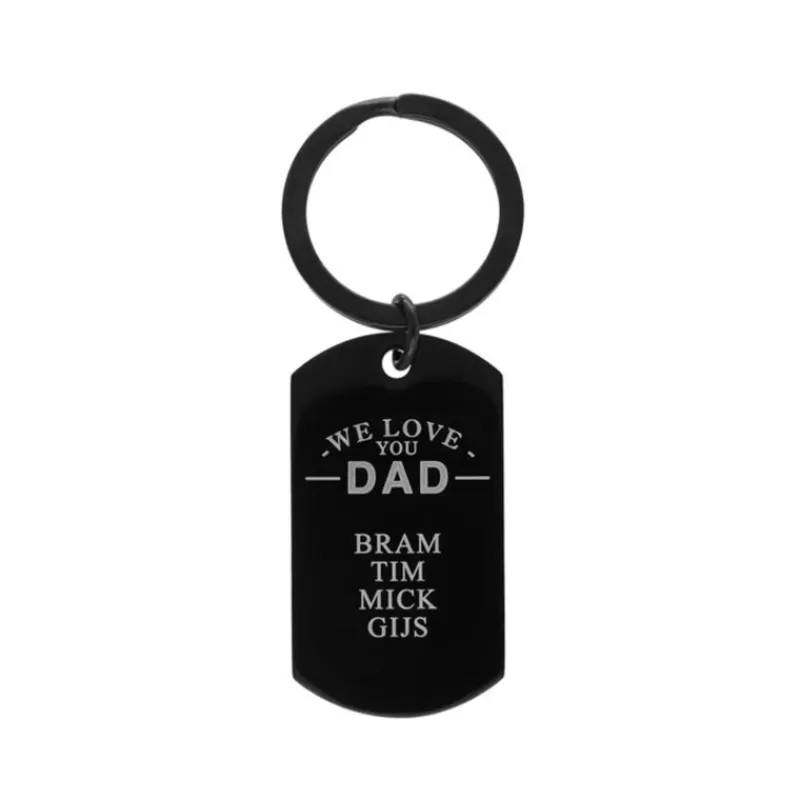 Finaste Sleutelhanger met naam - We love you dad zwart Hot