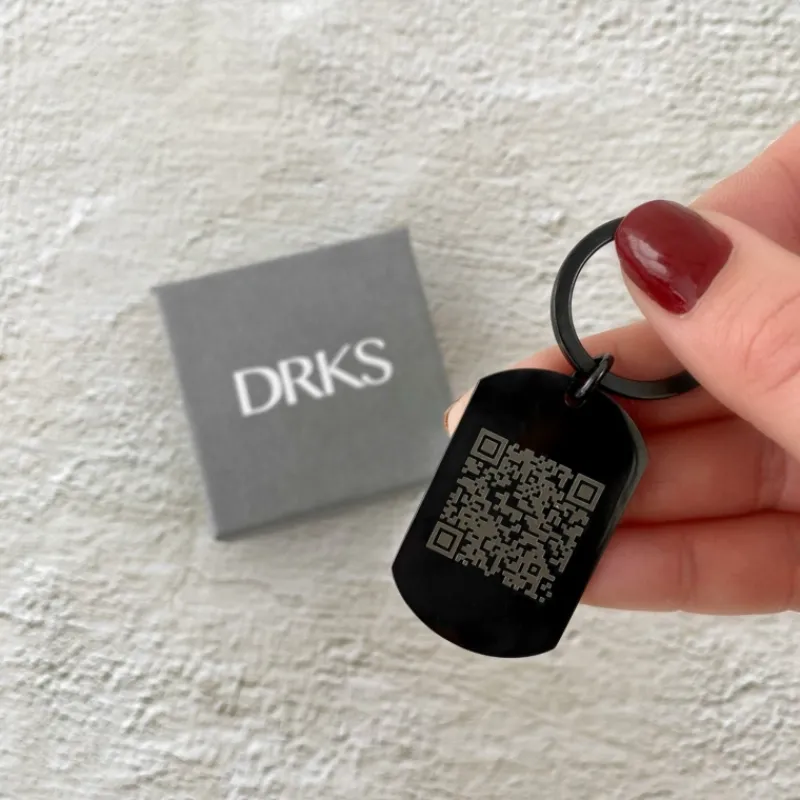 Finaste Sleutelhanger met QR code zwart Clearance