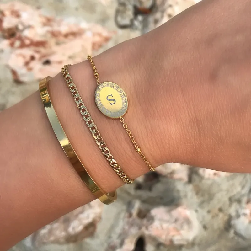 Finaste Smalle Bangle Open Goud Kleurig Outlet