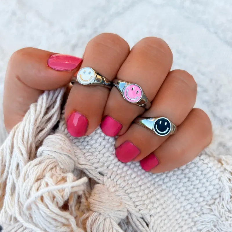 Finaste Smiley Ring Roze Sale
