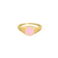 Finaste Smiley Ring Roze Goldplated Discount