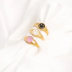 Finaste Smiley Ring Roze Goldplated Discount