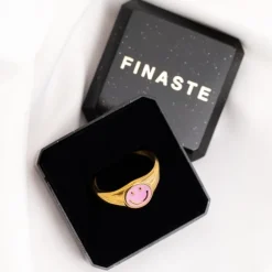Finaste Smiley Ring Roze Goldplated Discount