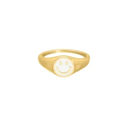 Finaste Smiley Ring Wit Goldplated Best