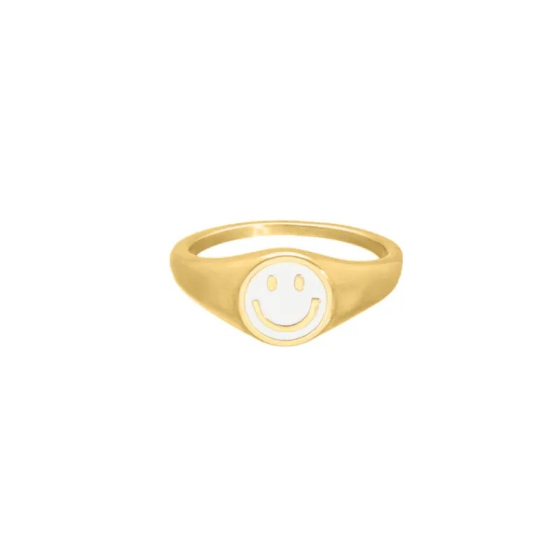 Finaste Smiley Ring Wit Goldplated Best