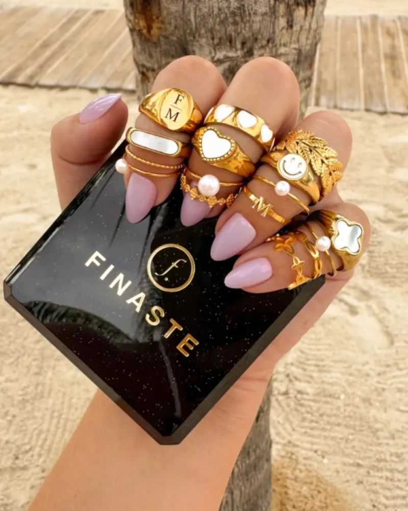 Finaste Smiley Ring Wit Goldplated Best