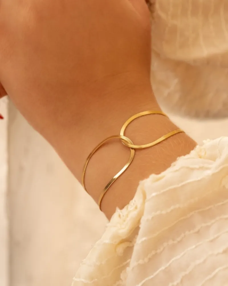Finaste Snake armband linked chains goudkleurig Online