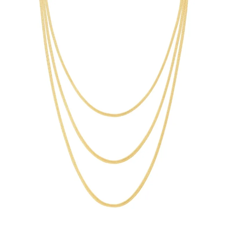Finaste Snake ketting triple goudkleurig Outlet