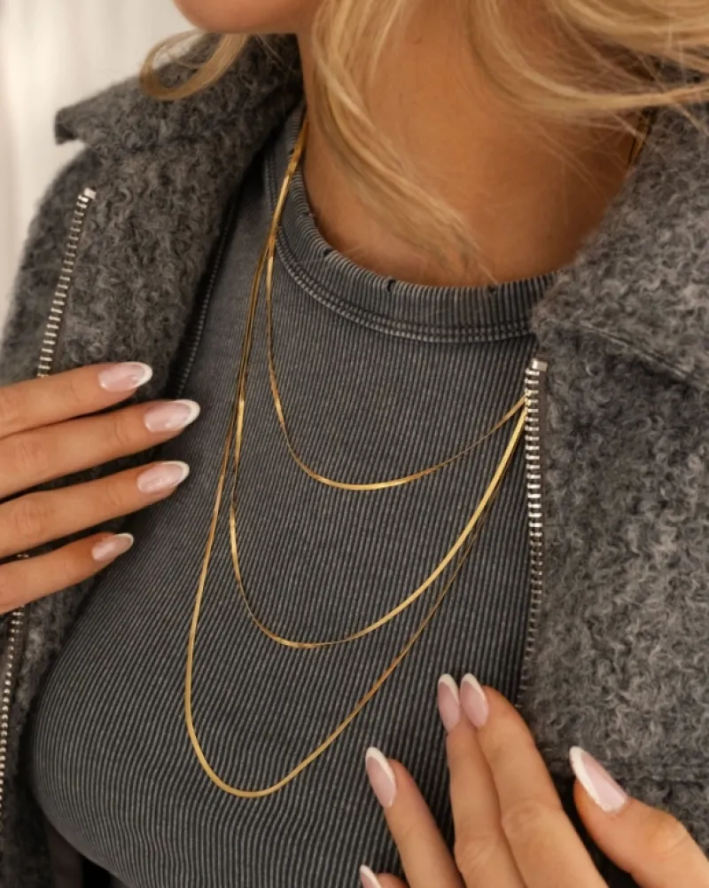 Finaste Snake ketting triple goudkleurig Outlet