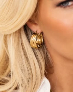 Finaste Statement hoops striped goudkleurig Fashion
