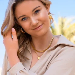 Finaste Statement hoops striped goudkleurig Fashion