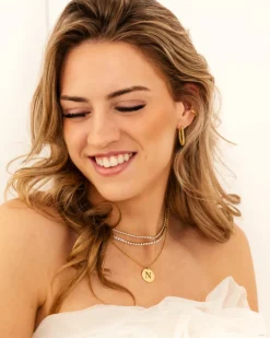 Finaste Statement initial ketting goudkleurig Outlet