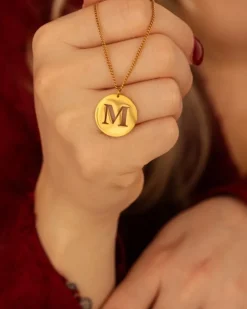 Finaste Statement initial ketting goudkleurig Outlet
