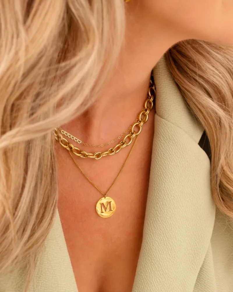 Finaste Statement initial ketting goudkleurig Outlet