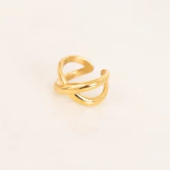 Finaste Statement ring gekruist goudkleurig Clearance
