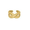 Finaste Statement ring gekruist met streepjes goudkleurig Best