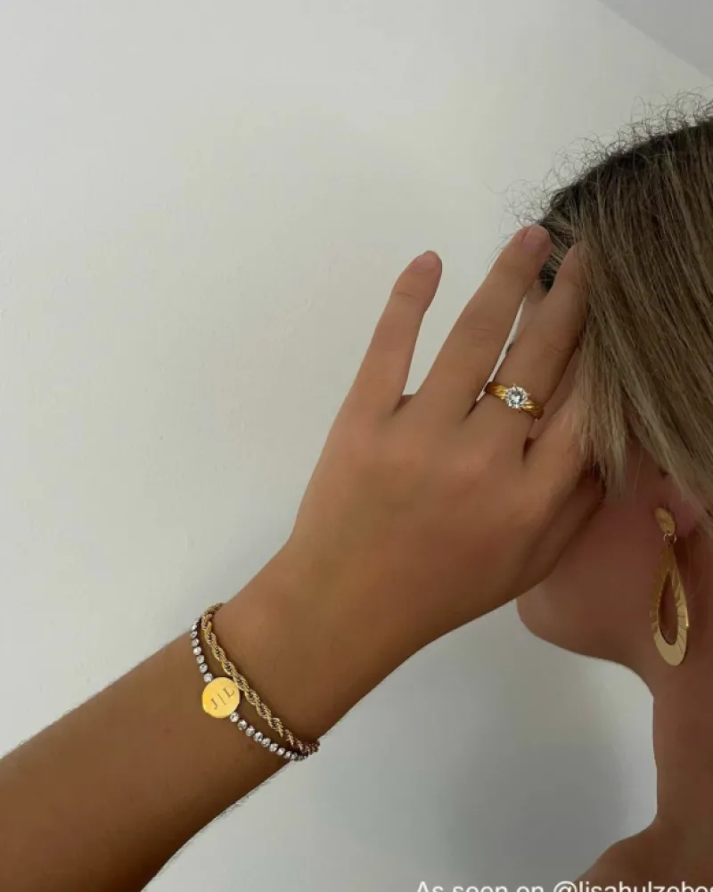 Finaste Statement Ring met Steen Goud kleurig Outlet