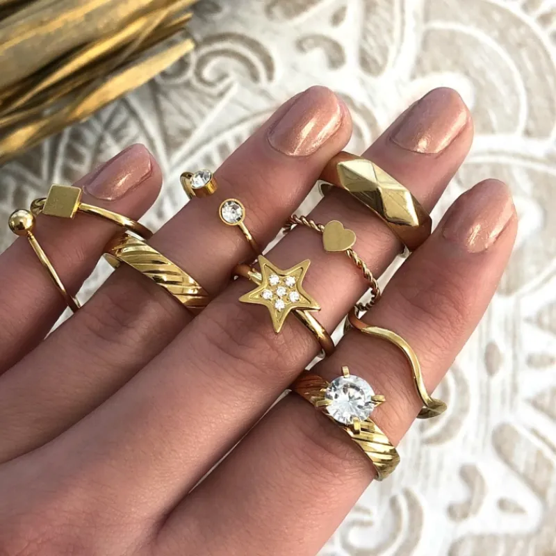 Finaste Statement Ring met Steen Goud kleurig Outlet