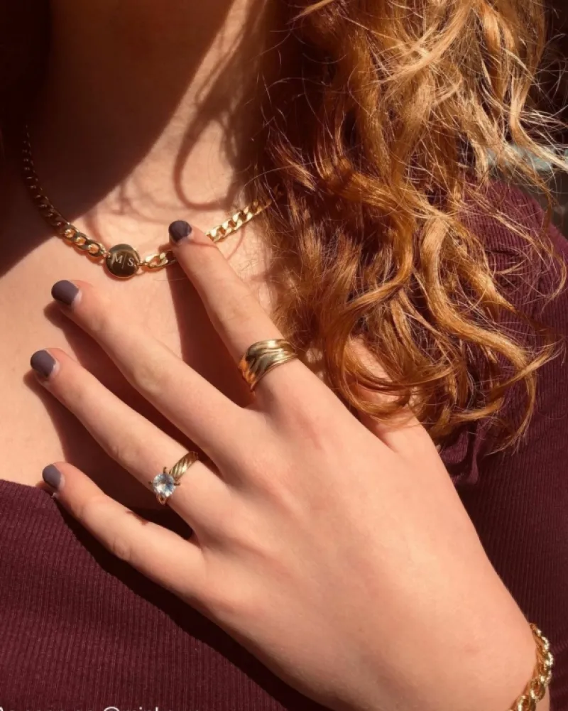 Finaste Statement Ring met Steen Goud kleurig Outlet