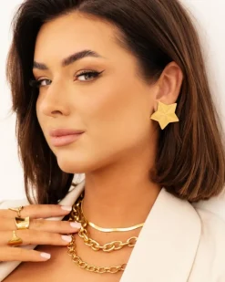 Finaste Statement star stud earrings goldplated Hot