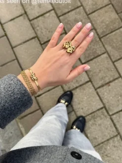 Finaste Strik ring goudkleurig Outlet