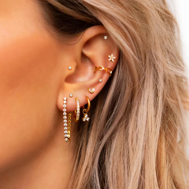 Finaste Stud oorbellen met steentje goud kleurig Sale