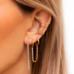 Finaste Stud oorbellen met steentje goud kleurig Sale