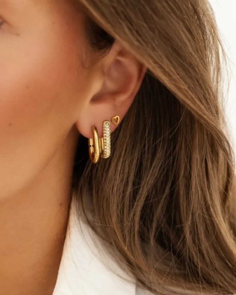 Finaste Stud oorbellen open hearts goudkleurig Outlet