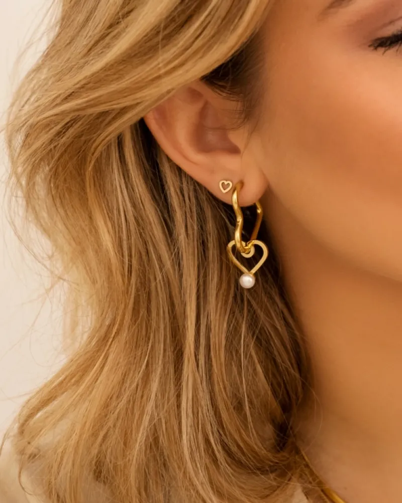 Finaste Stud oorbellen open hearts goudkleurig Outlet