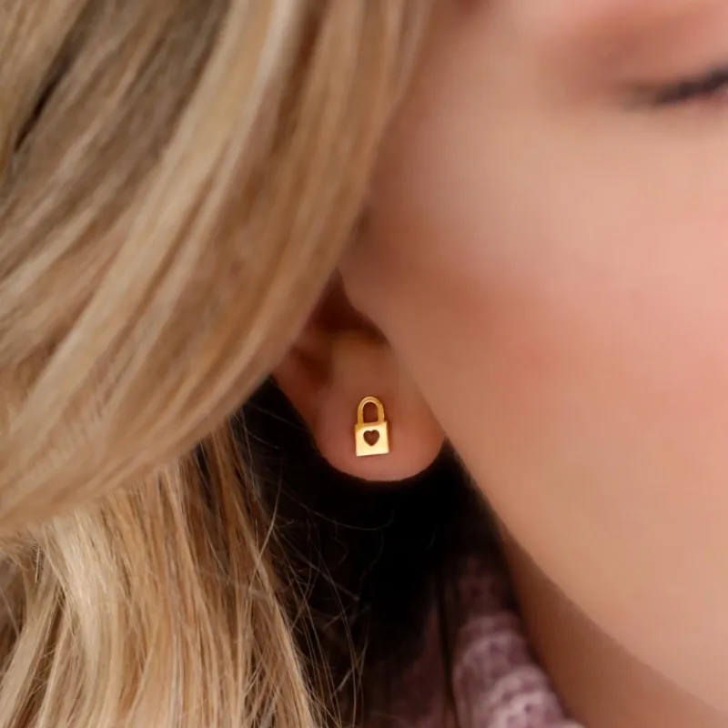 Finaste Stud oorbellen slotje kleur goud Online