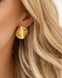 Finaste Stud oorbellen statement round goudkleurig Discount