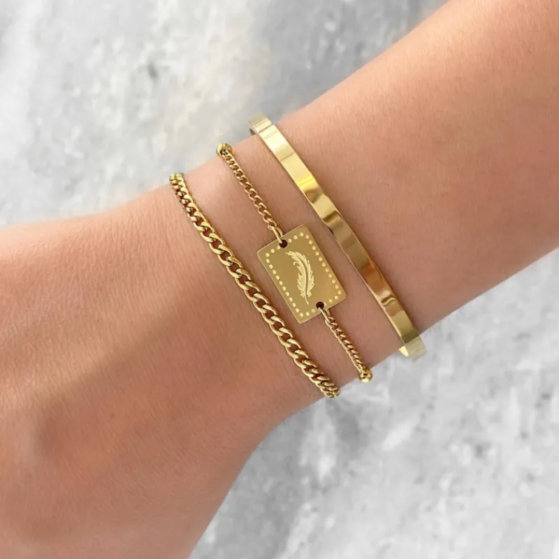 Finaste Subtiel plat schakelarmbandje goud kleurig Clearance