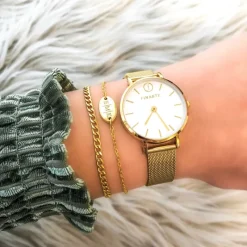 Finaste Subtiel plat schakelarmbandje goud kleurig Clearance