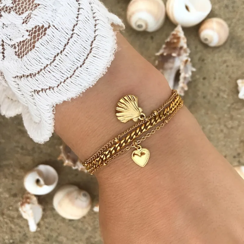 Finaste Subtiel plat schakelarmbandje goud kleurig Clearance