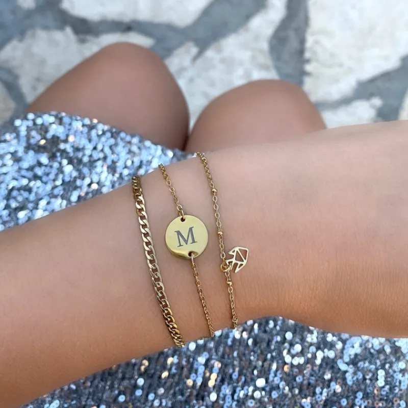 Finaste Subtiel plat schakelarmbandje goud kleurig Clearance