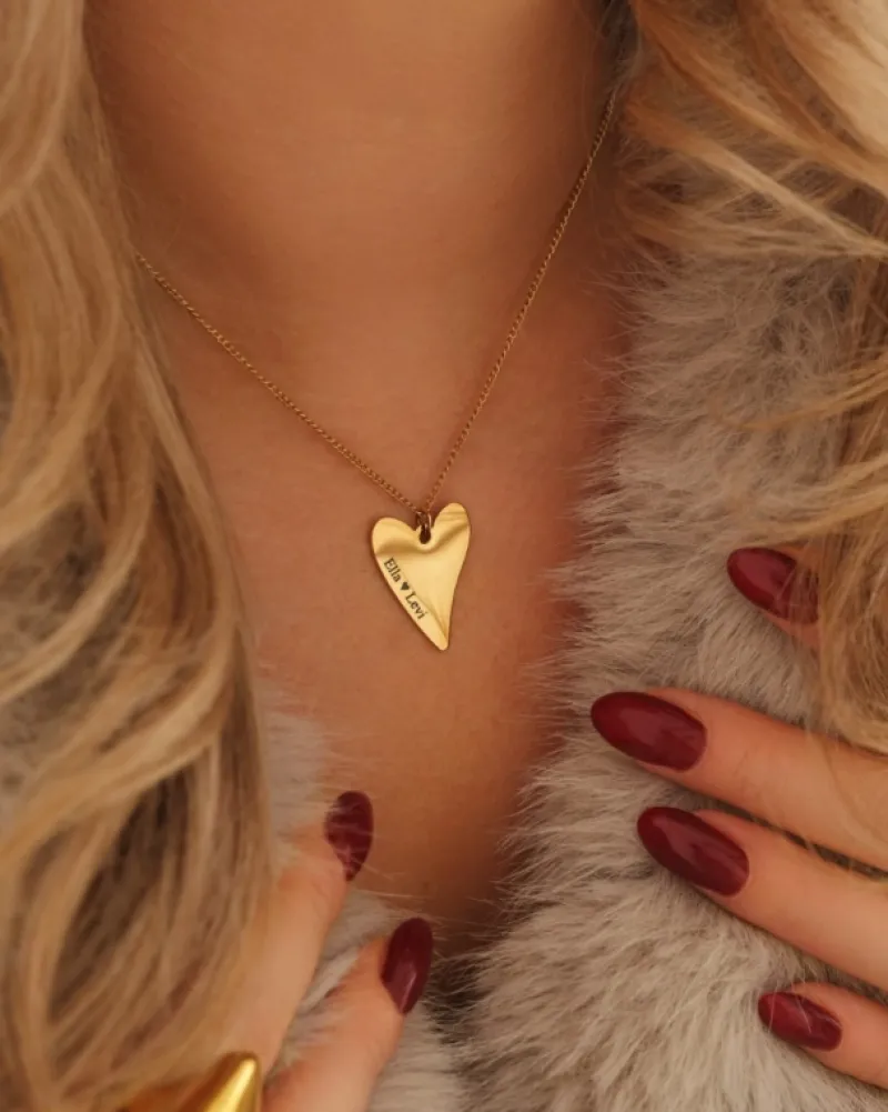 Finaste Sweet heart ketting graveren goudkleurig Fashion