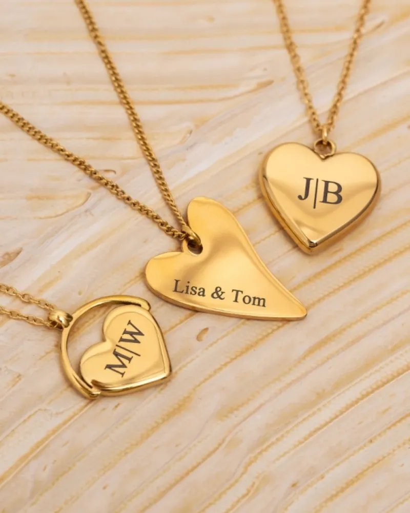 Finaste Sweet heart ketting graveren goudkleurig Fashion
